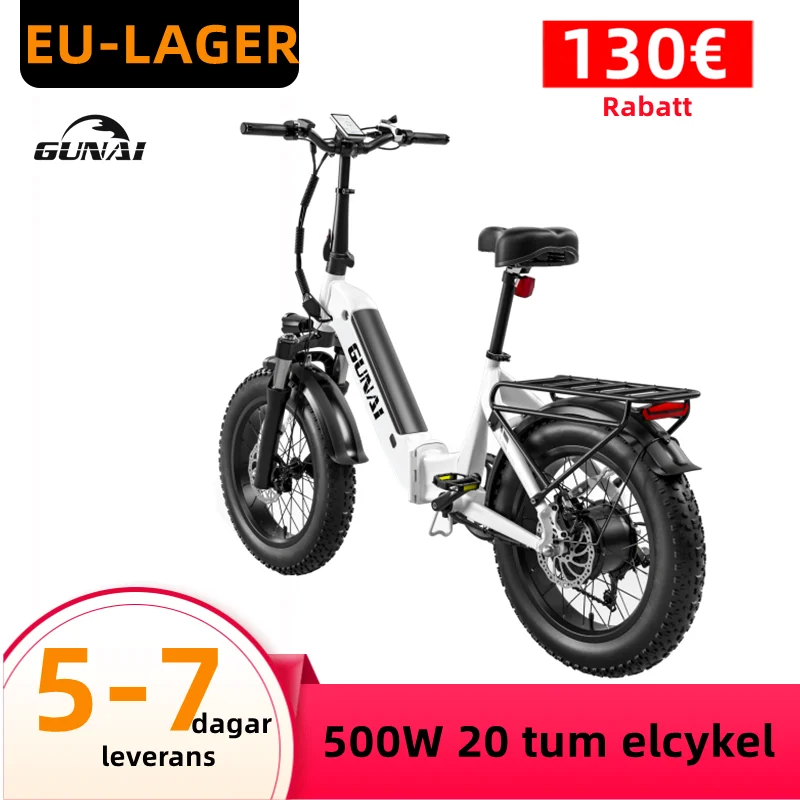 Eu Stock 500W Bici Elettrica Pieghevole, Gunai 48V 15Ah Bicicletta Elettrica Da Montagna Da Neve Per Adulti, Moto Elettrica Da 20 Pollici Con Pneumati
