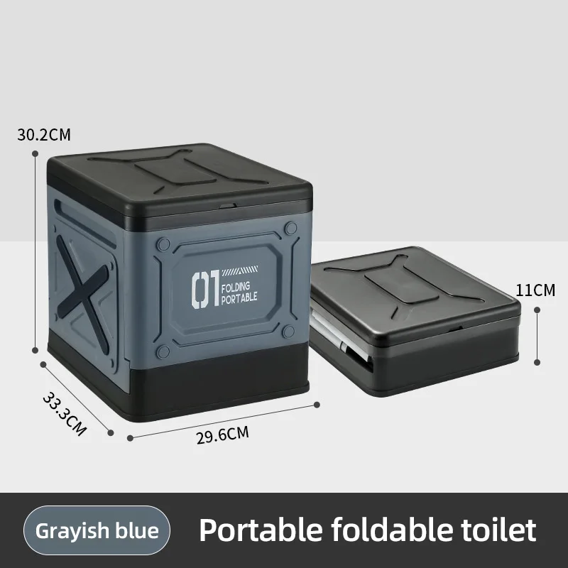 Portable Toilet Outdoor Toilet Portable Outdoor Camping Folding Toilet Strong Bearing Reusable Trash Can for Tour Emergency Self-driving Travel