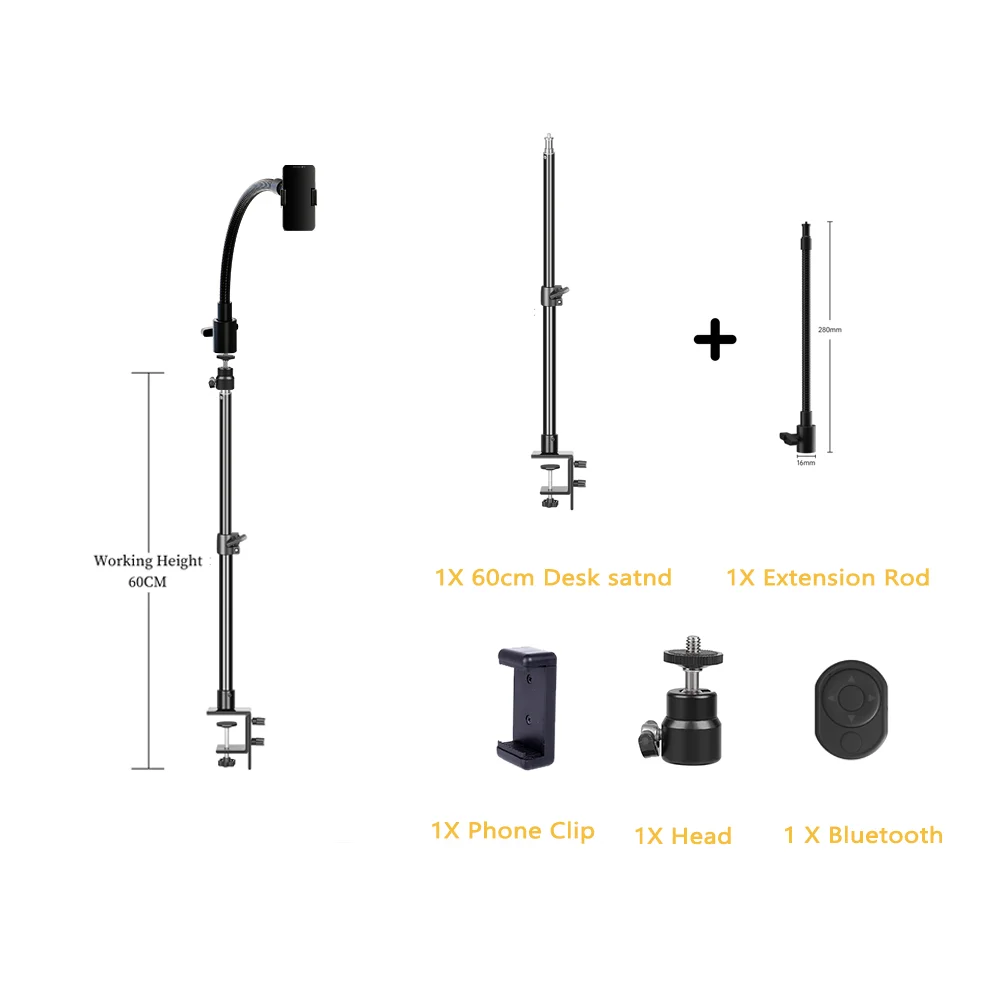 SH 1/4 Screw Hose Bracket Adapter 280mm Lengthen Metal Hose Adjustable Bracket Cross Arm Photography Light Stand Accessory