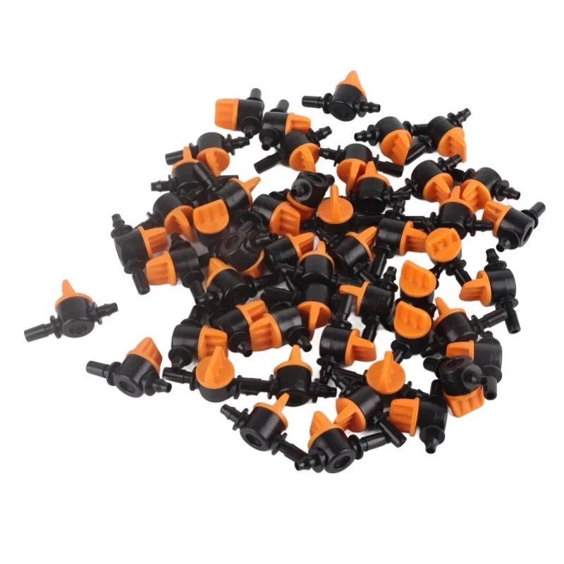 50pcs 물방울 관개 밸브 4/7mm 외경 6mm/0.2in 관개 시스템용 물방울 관개 스위칭 밸브