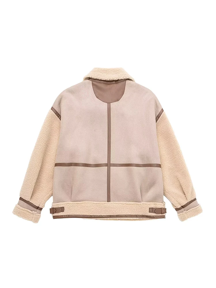 Women Retro Thickened Winter Coat Loose Jacket Fashionable Female Splice Outerwear Casual Full Sleeve High Street Warm Jacket