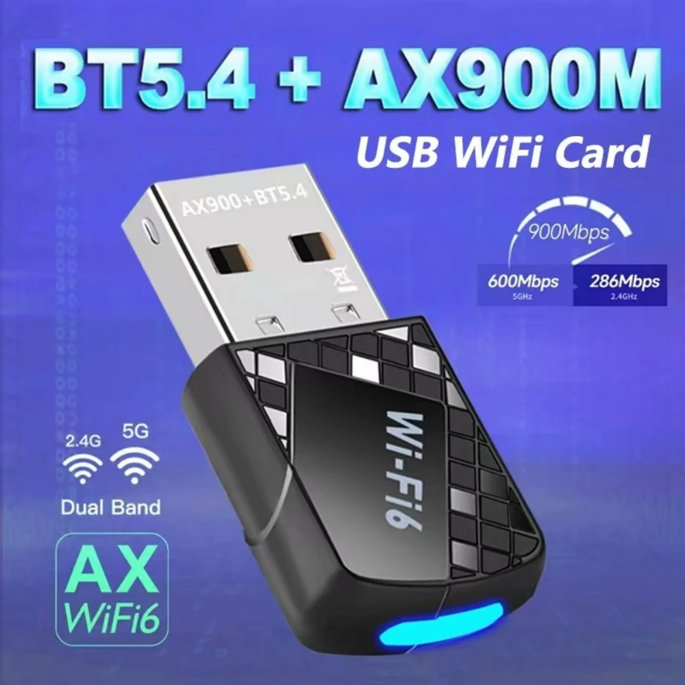 USB واي فاي محول واي فاي USB بلوتوث 5.4 محول واي فاي بطاقة الشبكة 900Mbps ثنائي النطاق 2.4G 5G USB دونغل استقبال للكمبيوتر المكتبي