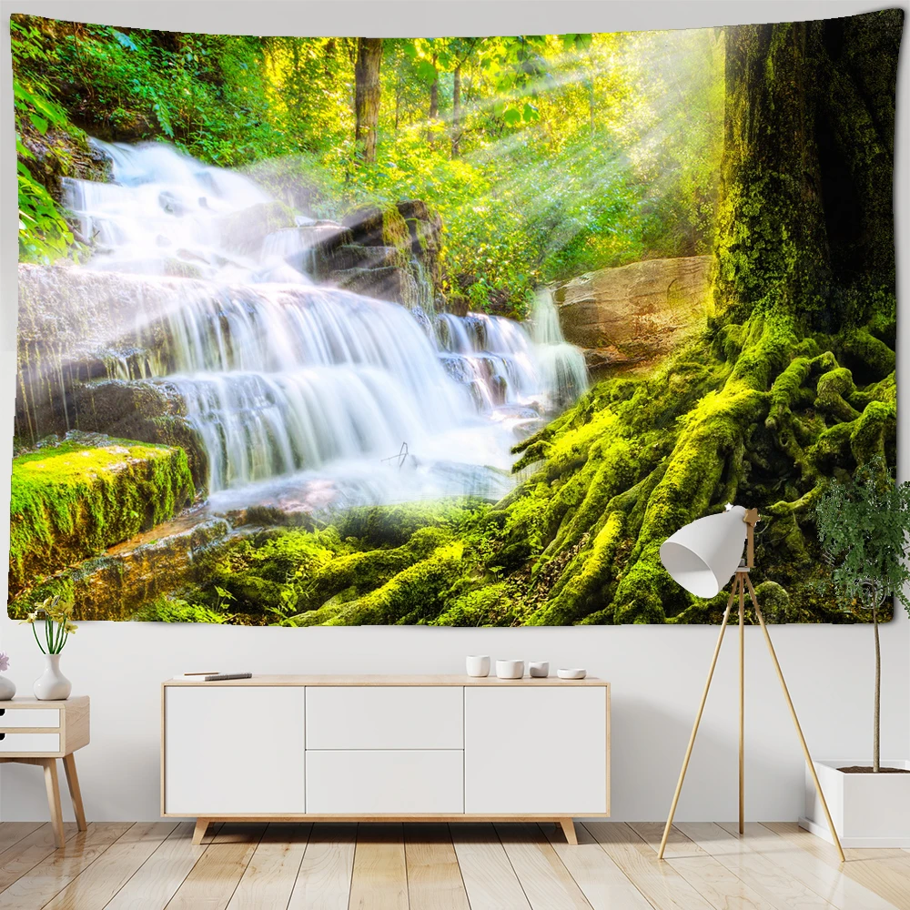 

Natural forest landscape tapestry psychedelic scene Mandala home art decorative printed large wall tapestry Bohemian Yoga sheet