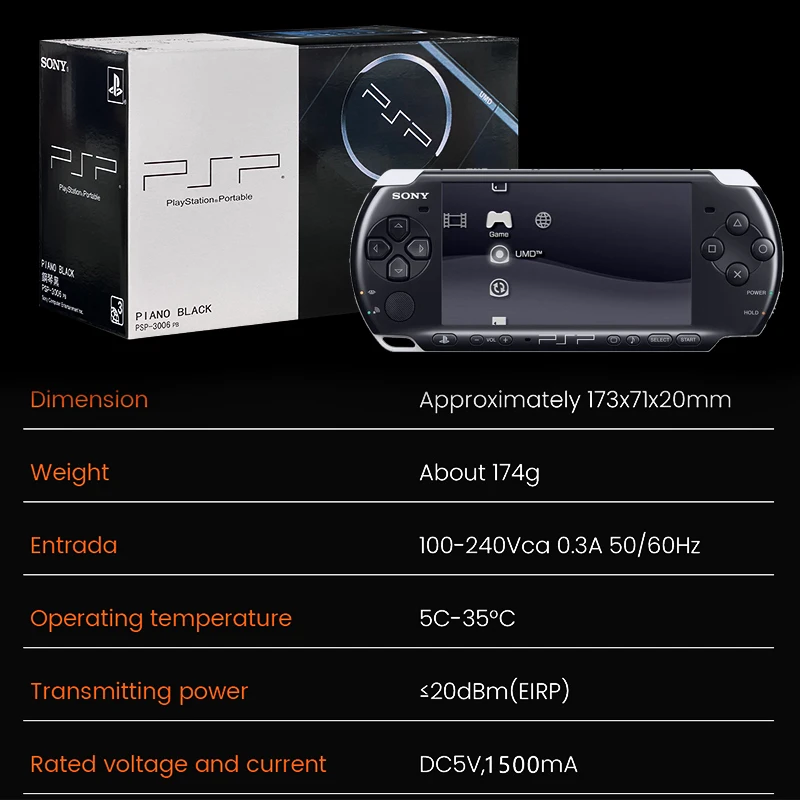 Original Sony PSP 3000 Handheld Game Console PlayStation Portable PSP-3006 Arcade Game Console Holiday Gift with Free Games 5