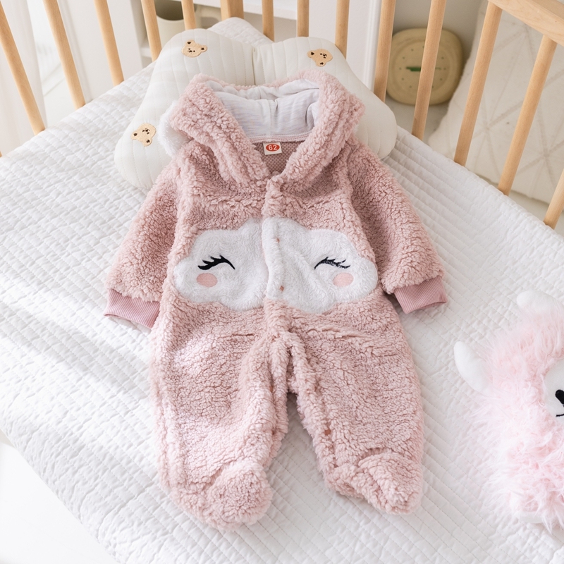 Pink One-Piece Suit Baby Autumn Long-Sleeved Jumpsuit