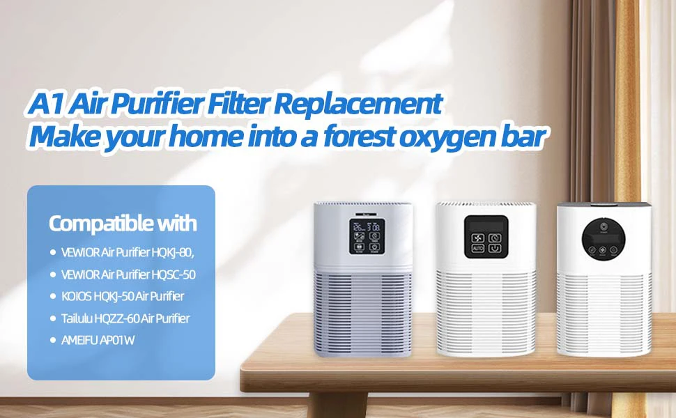 Description Picture 2 of item1/2 Pack A1 Replacement Filter Compatible with VEWIOR Air Purifier HQSC-50,HQKJ-80,AMEIFU AP01W,KOIOS HQKJ-50 Air Pur ifier