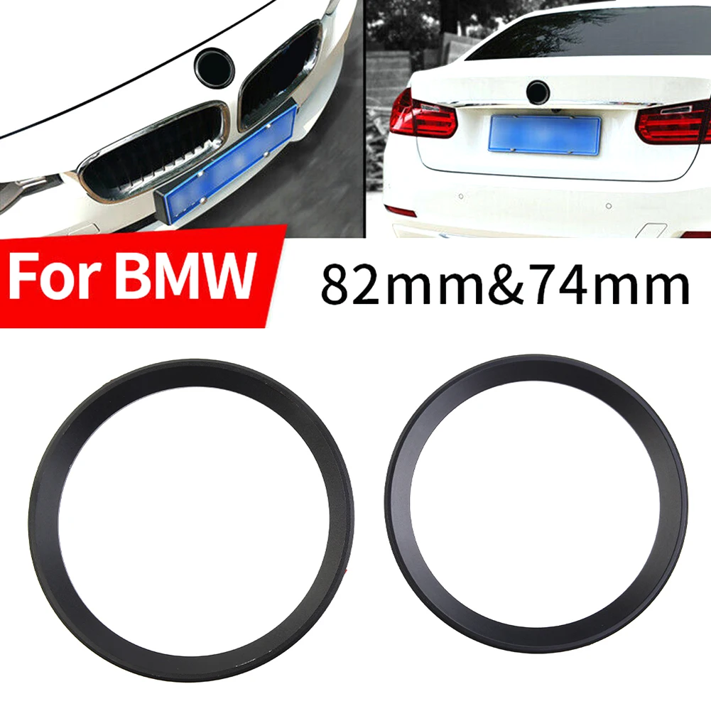 

2PCS Black Front Rear Logo Surrounding Ring For BMW 3 4 Series 82 Mm & 74 Mm Emblem High Quality Interior Car Accessories