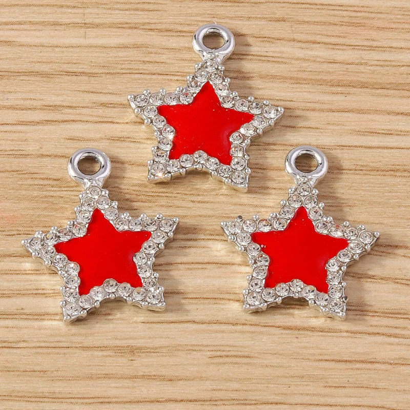 10 Stück 17 x 20 mm niedliche Kristall-Stern-Charms-Anhänger für Schmuckherstellung, Tropfen-Ohrringe, Halsketten, Armbänder, DIY-Bastelzubehör – Detail 4