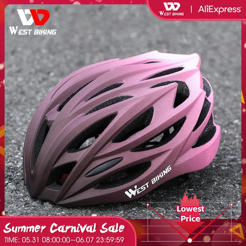 WEST BIKING-Capacete de Ciclismo Ultraleve para Homens e Mulheres, Capacete De Corrida Profissional, MTB Road Bike, Tampa De Segurança, Moldagem Integrada