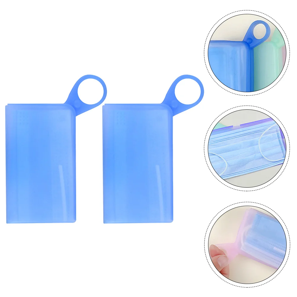 

Mouth Cover Case Silicone Portable Waterproof Mouth Cover Storage Container Seal Box for Guard Id Badge 2pcs Blue