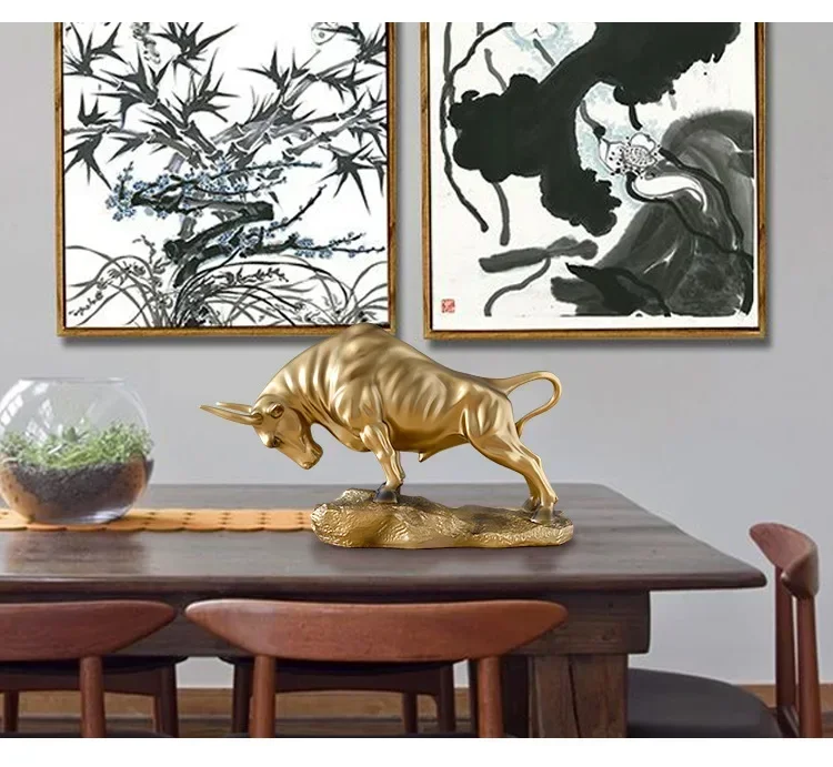 Lucky Taurus Zodiac Ornament Resin Cow Statue Desktop Office Desk Decor Modern Bookcase Display Home Decoration Creative Gift