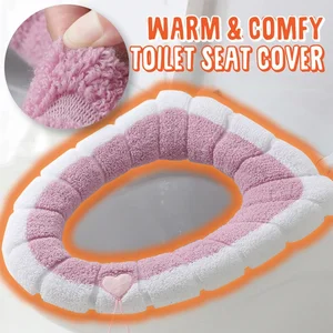 Funda de asiento de inodoro cómoda y cálida para baño, tapete lavable y suave, calentador, almohadilla, Tapa de WC, 1 ud.