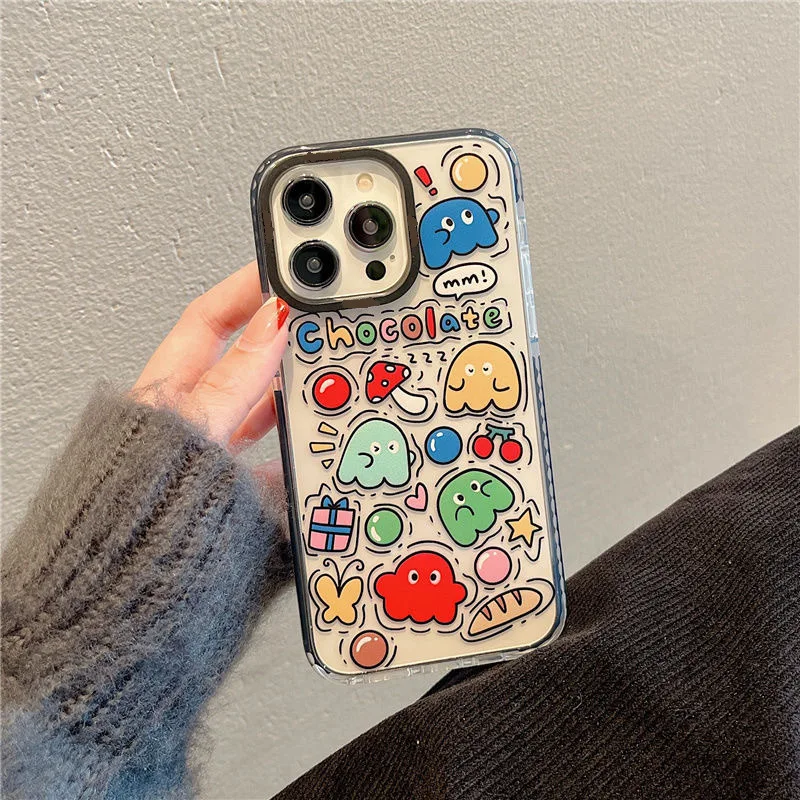 Funda de teléfono transparente de impacto de Chocolate para iPhone, carcasa protectora suave para iPhone 15Pro, 14, 13Mini, 12, 11, XR, 78, 14PLUS, SE3, Xsmax