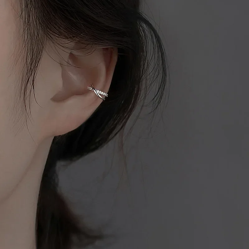 Ear clip earrings for women 1 pc non-piercing crystal