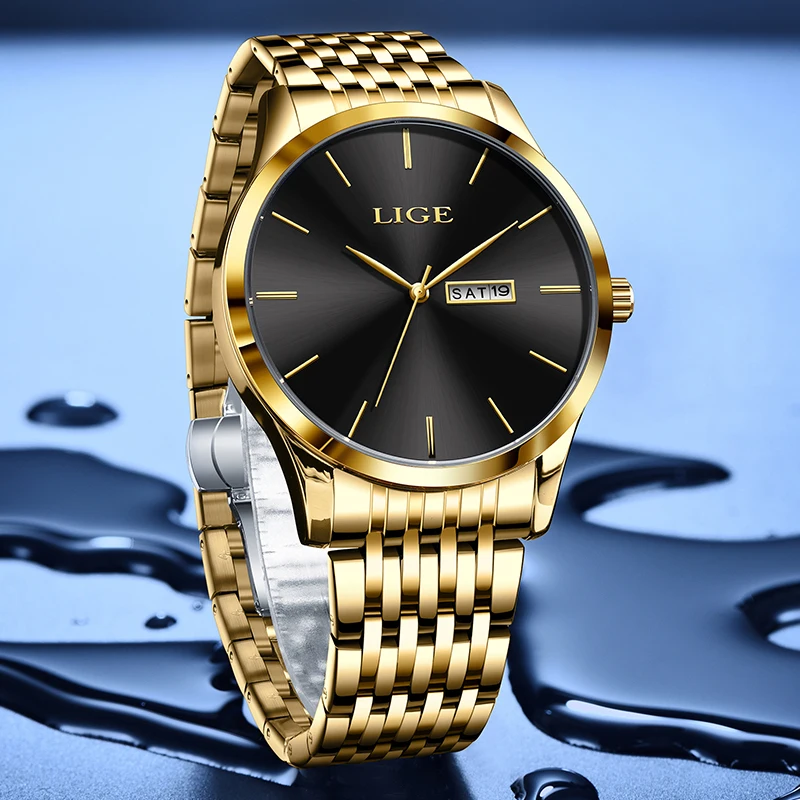 Top Brand  LIGE Men  Watches Luxury Men Wrist Watch Full Steel Quartz Watch Sports Waterproof Male Clock Big Relogio Masculino