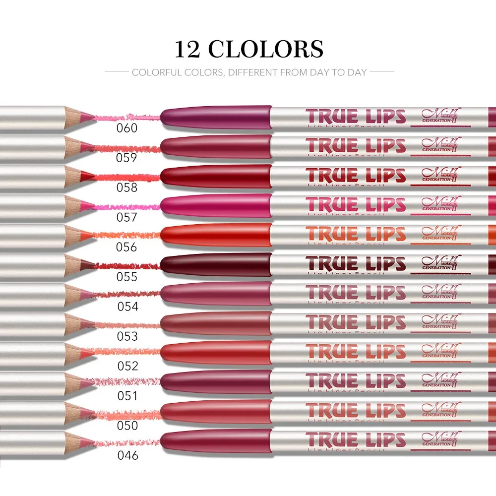 12Pcs Lipliner Pen Lip Makeup Sexy Red Matte Contour Tint Lipstick Pen Waterproof Long Lasting Non-stick Cup Lip Liner Cosmetic
