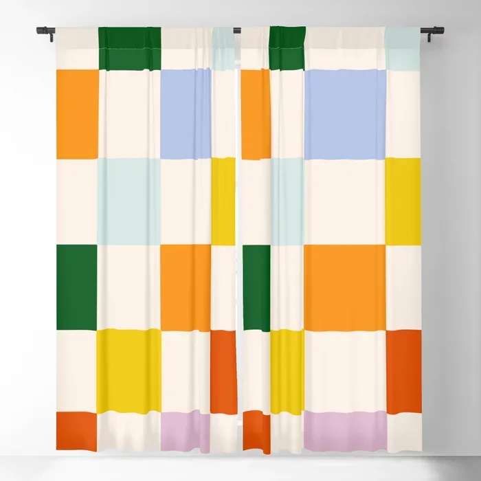 

Retro Rainbow Checkerboard Blackout Curtain 3D Print Window Curtains For Bedroom Living Room Decor Window Treatments