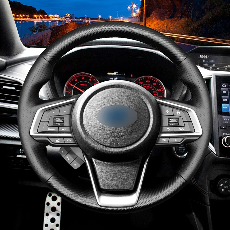 

Microfiber Leather Braiding On The Steering Wheel Cover for Subaru Forester Outback XV Impreza Ascent Crosstrek Legacy Liberty