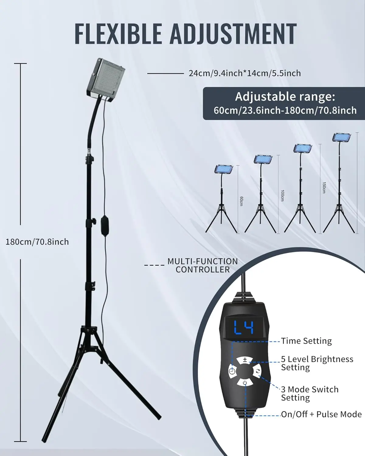 50W Tanning Lamp Tripod Solarium Lamp for UV Tanning Body Wavelength 460nm&480nm 48PCS Blue Light Lamp Solarium Tanning Skincare