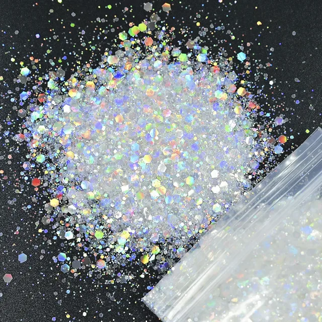 50grams Nail Diamond Glitter Sequins,21color White Symphony Series/Hexagon/Holographic/ Nail Art Polish Manicure Decoration#FD15