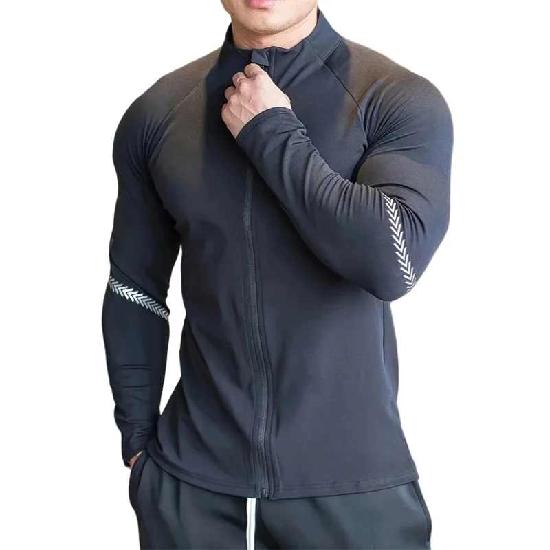 spring autumn Men Compression Sports Jacket Top Gym Running Clothing Quick Dry Fitness Tight Sportswear Jogging Coat Sweatshirt