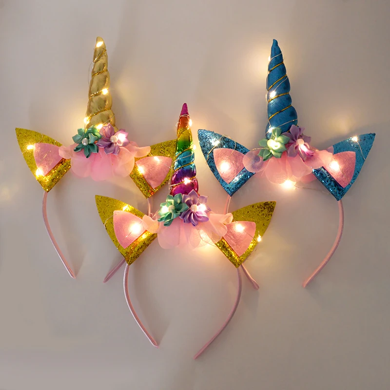 

1 Light up Unicorn Headband for Girls Birthday Party Decorations Girl Headwear Hairbands with Led Lights Unicorn Party Supplies