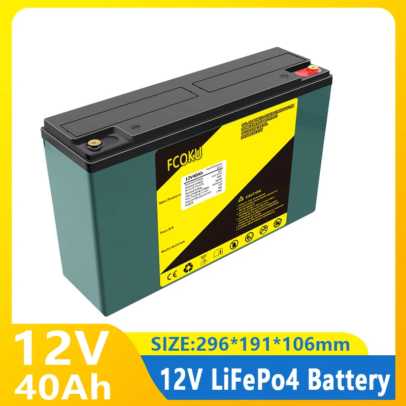 

New 12.8V LiFePo4 Battery Pack 40AH Lithium Iron Phosphate Batteries Built-in BMS For Solar Boat Golf Cart