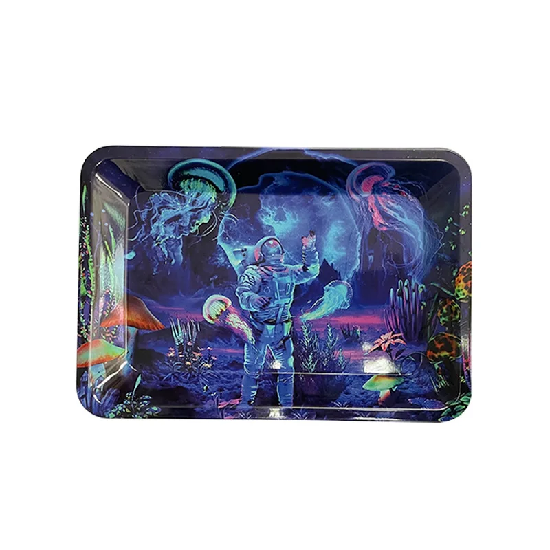 Household Metal Tray Rolling Tobacco Container Smoking Accessories Storage Trays Various Patterns 18x12.5cm 6