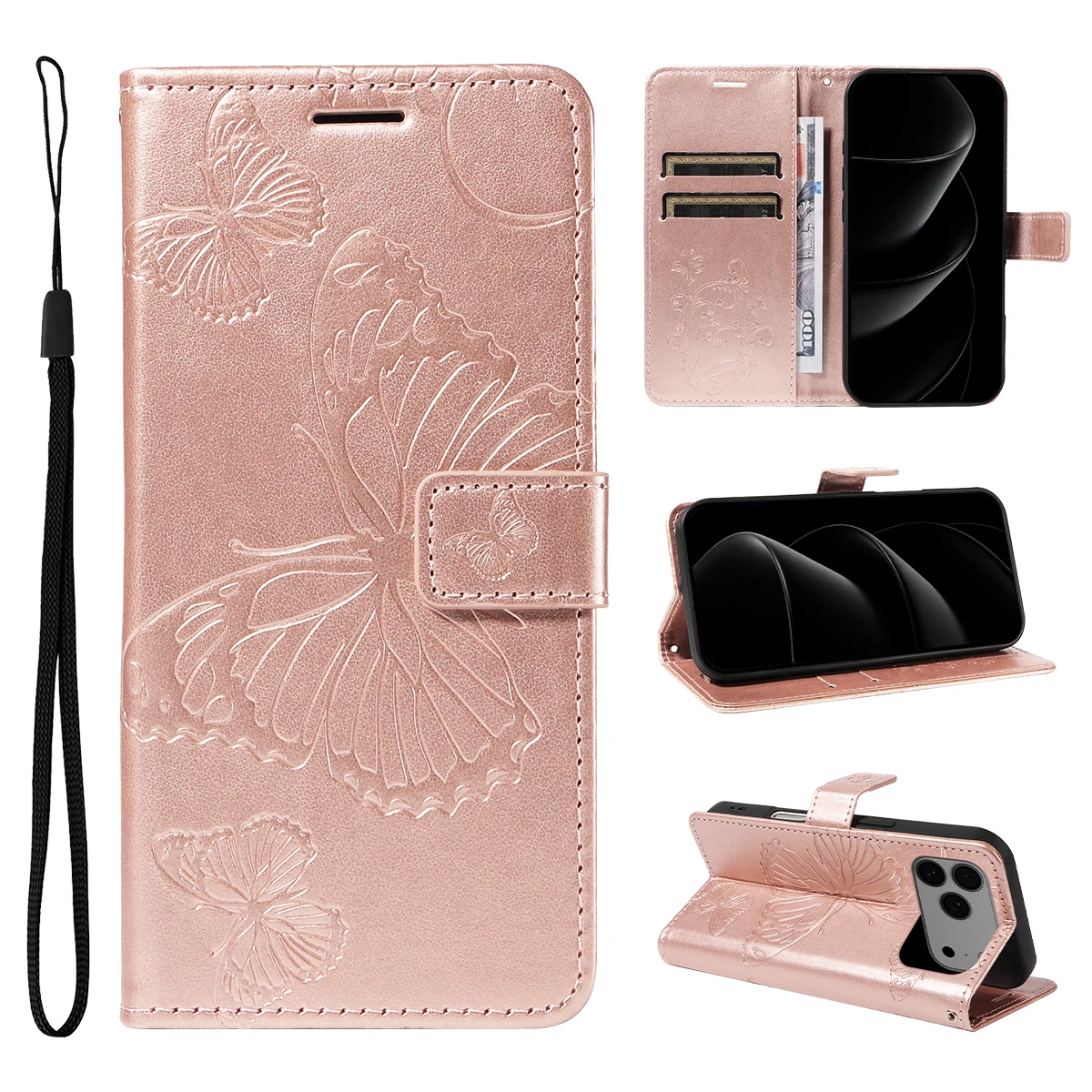 Butterfly Design Magnetic Leather Wallet Phone Case
