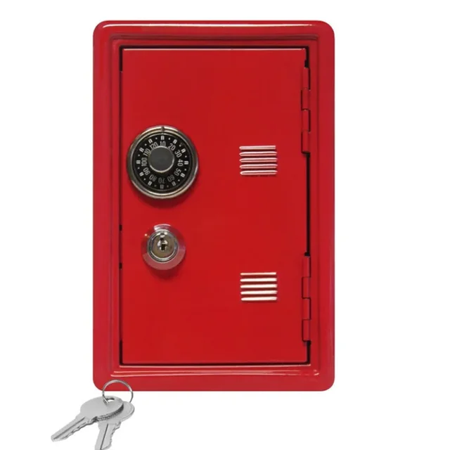 Rectangular Metal Mini Safe Password with Key Piggy Bank Safe Shape Child Piggy Bank 2