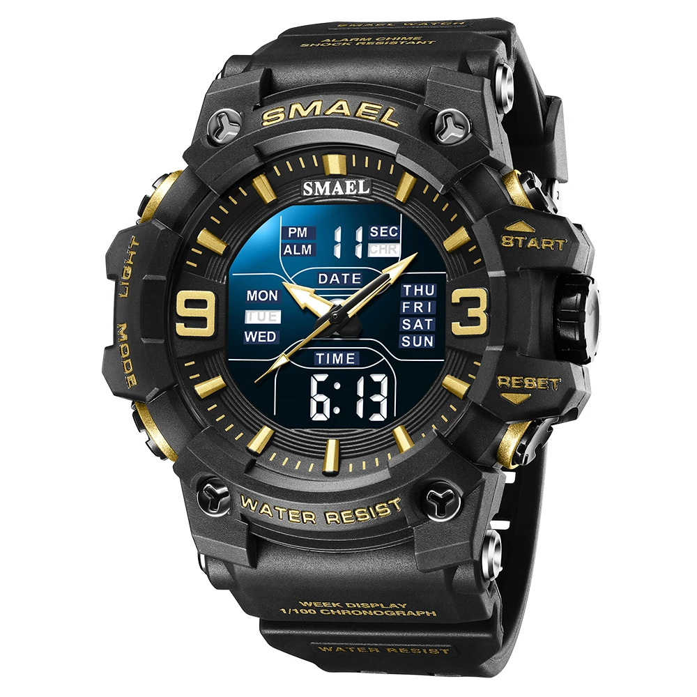 Orologio Sportivo GBB Uomo Multifunzione LED - Doppio Display, Sveglia, Cronometro, Impermeabile 50m, Militare - 4