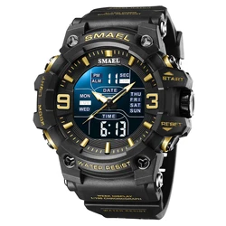 Rugged Men's Sport Waterproof Digital Watch with Alarm and Dual - Time Features (BLACK GOLD)