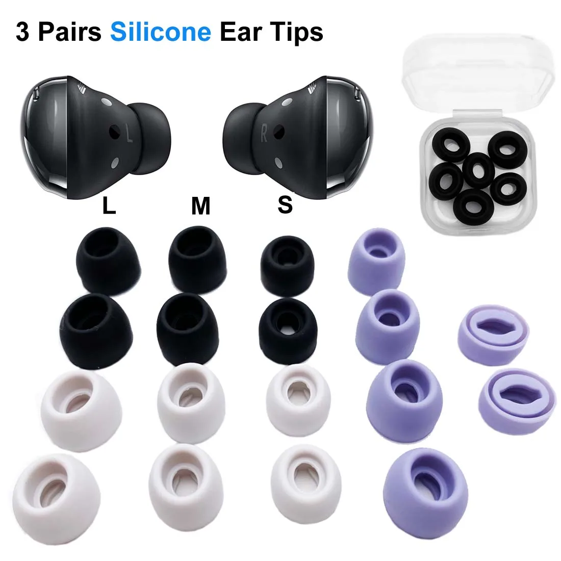 3Pairs Silicone Ear Tips for Samsung Galaxy buds 2 pro Earphone Eartips Earbuds Tips Case Accessory for Galaxy buds 2Pro