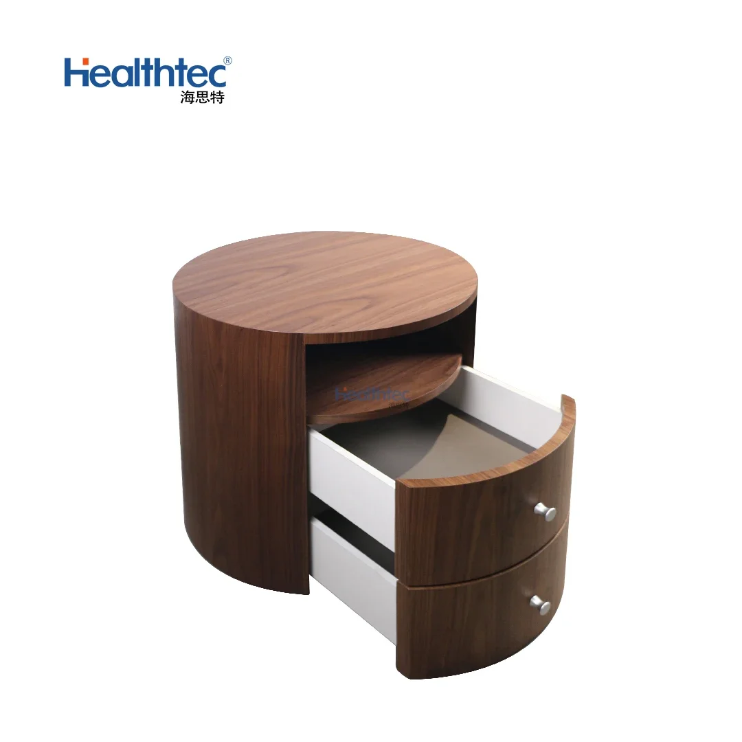 Beside Table Kids Bedroom Two Storage Wooden MDF Bedside Table Round