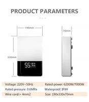 DMWD-Chauffe-eau électrique thermostatique, 7000W, télécommande, chauffage instantané, étanche, sans réservoir, pour douche et bain 6