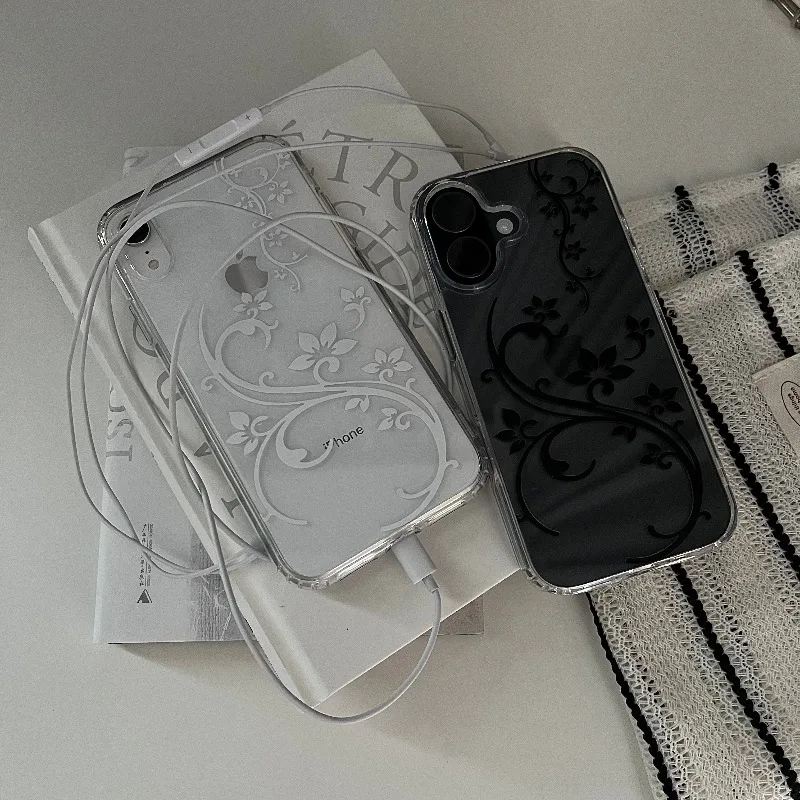 Elegant Art Flower Shockproof Transparent Phone Case Cover