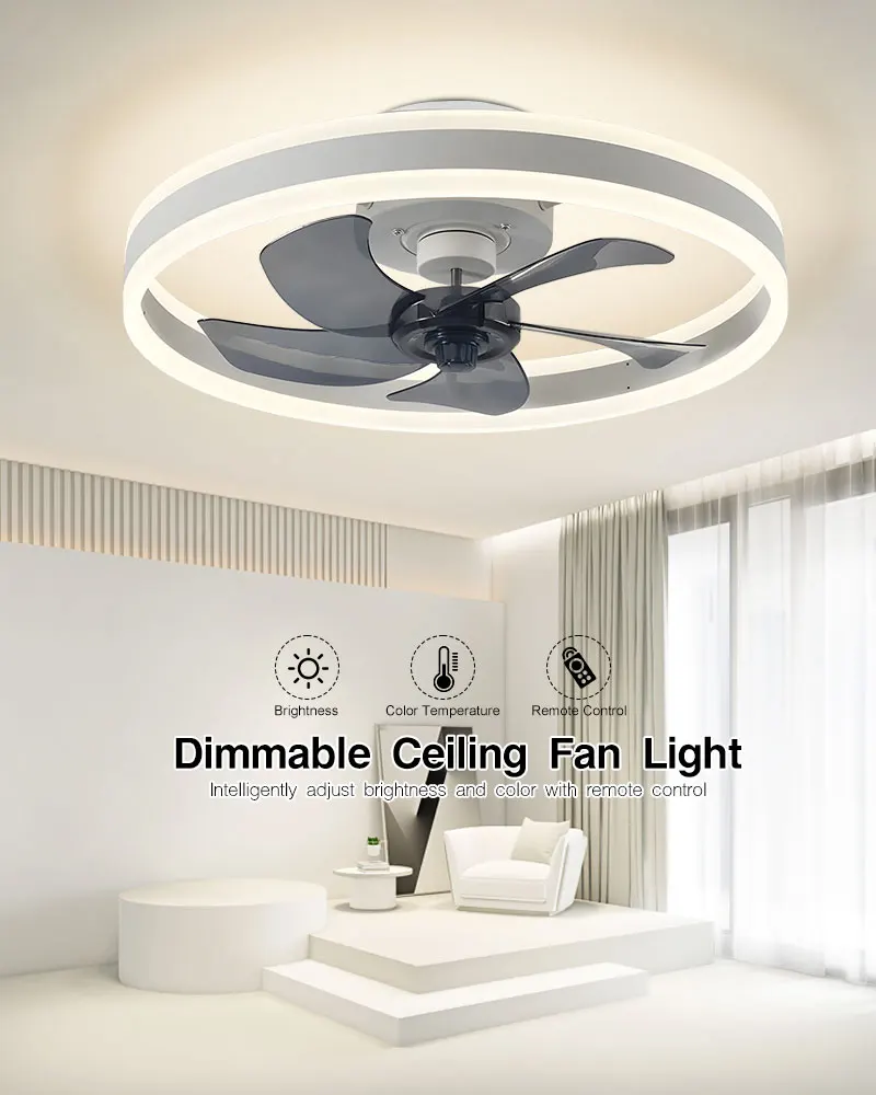 Description Picture 2 of item50CM Smart Dimmable LED Ceiling Fans with Remote Control and APP Control Bedroom Ceiling Lamps Decor for Kitchen Dinning Room