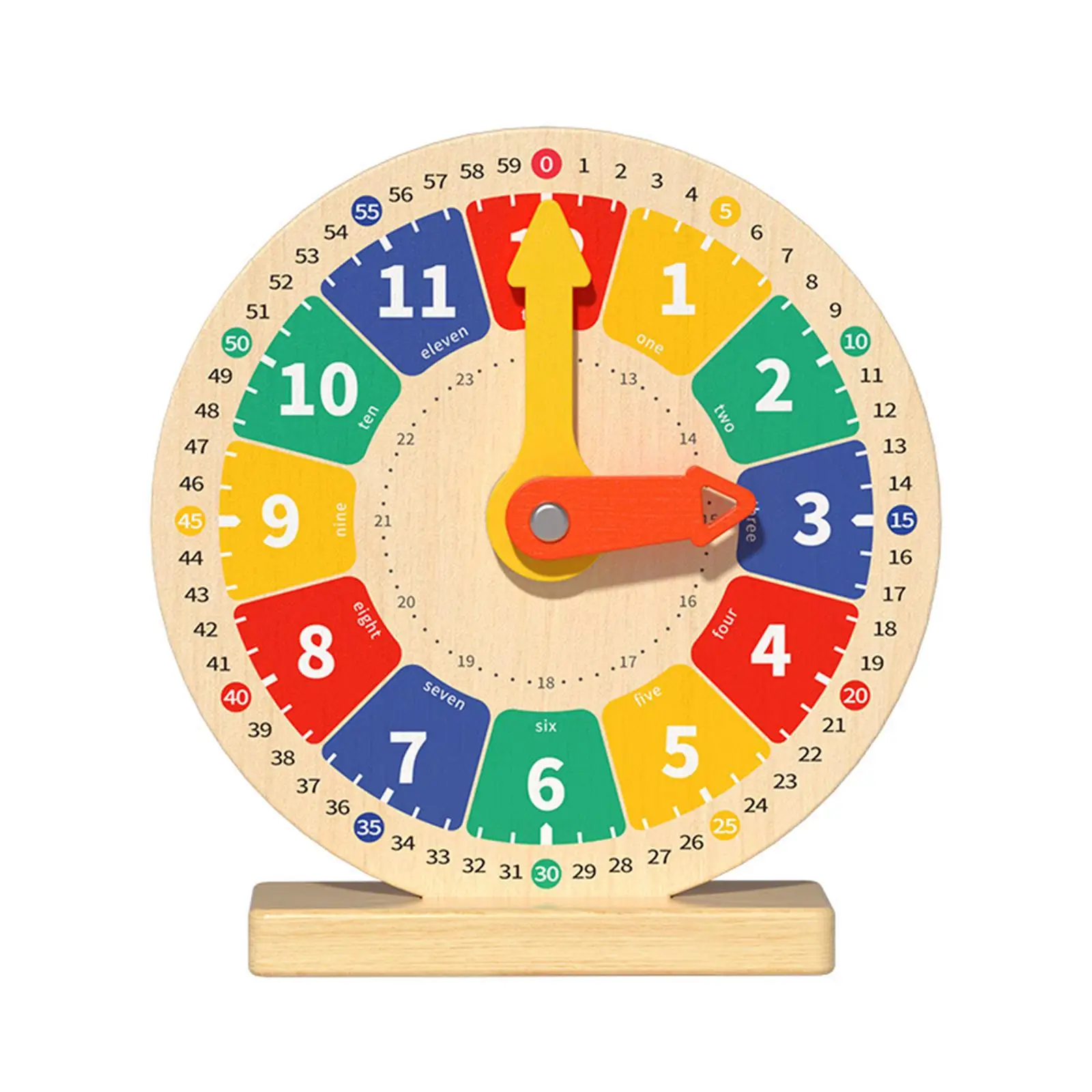 Wooden Clock Kids Toy Teaching Clocks for Kids, Motor Skill Clock Learning, Montessori Toy for Kindergartner Boys and Girls