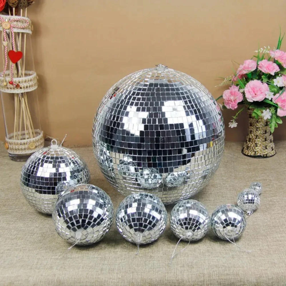 3-15cm Mirror Ball Party Shiny Ball Christmas Decoration Hanging Xmas Tree Ornament Laser Reflective Glass Disco Home Decor