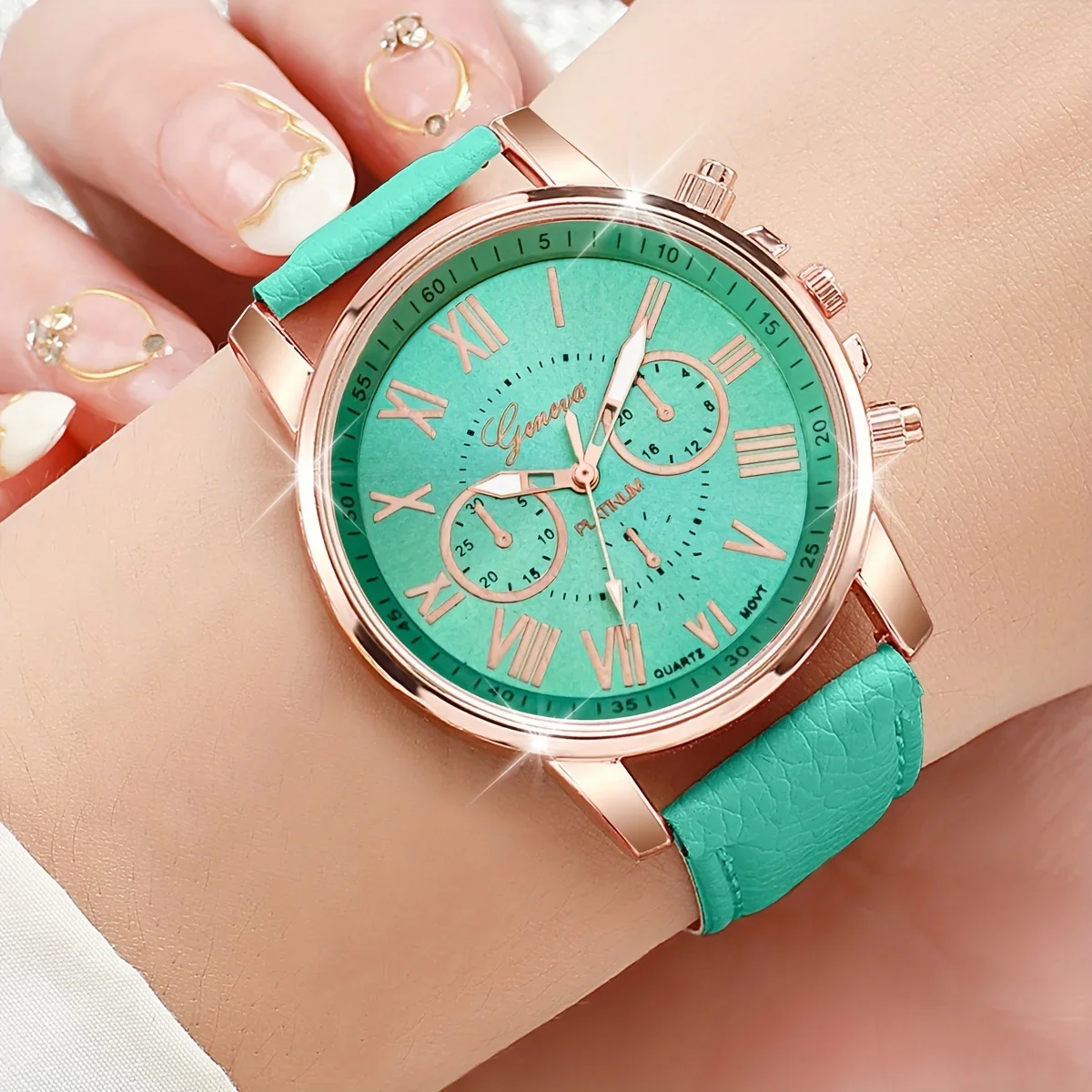 12 piece set of women's fashionable quartz watch - candy colored Roman numerals, casual style, no watch box