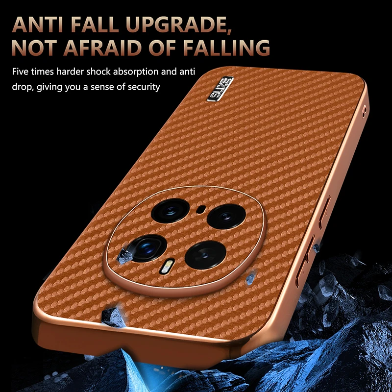 Luxury PU Plating Carbon Fiber Protective Back Cover Case for Huawei Honor Magic Series