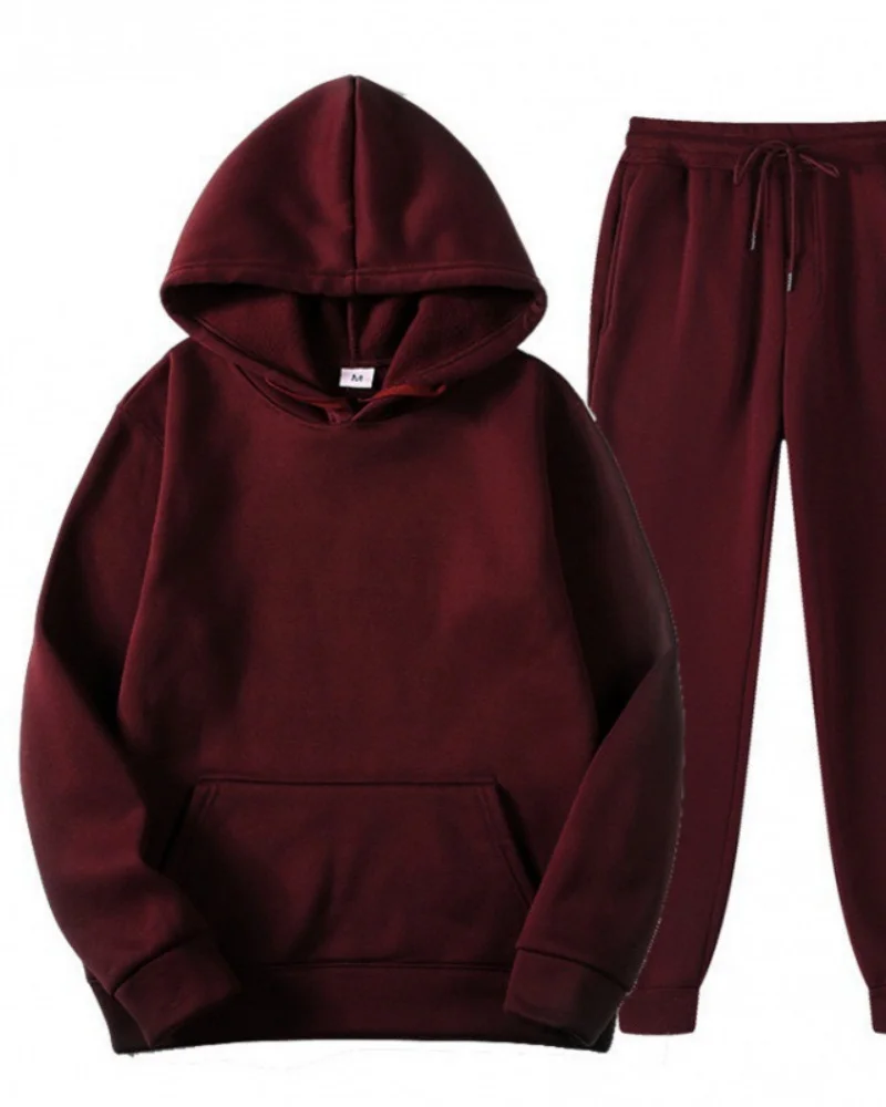 بدلة رياضية شتوية للرجال بشعار مخصص ، طقم سويت شيرت بقلنسوة مكون من قطعتين وسراويل للركض ، ملابس رياضية كاجوال 2025