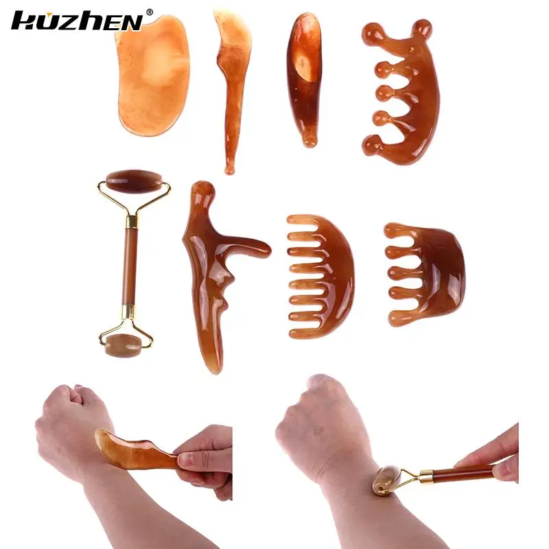 Natural Resin Guasha Board Scraching Facial Eyes Scraping SPA Massage ...