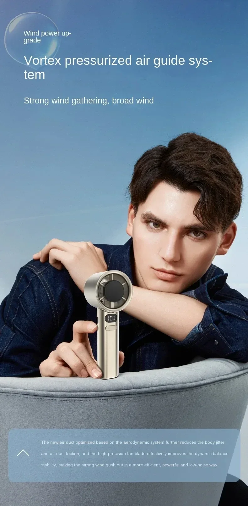 Description Picture 5 of itemMini Bladeless Handheld Fan, USB Rechargeable Personal Highspeed Fans, Electric Eyelash Fan, Portable Hand Fan, 120 Wind Speeds,