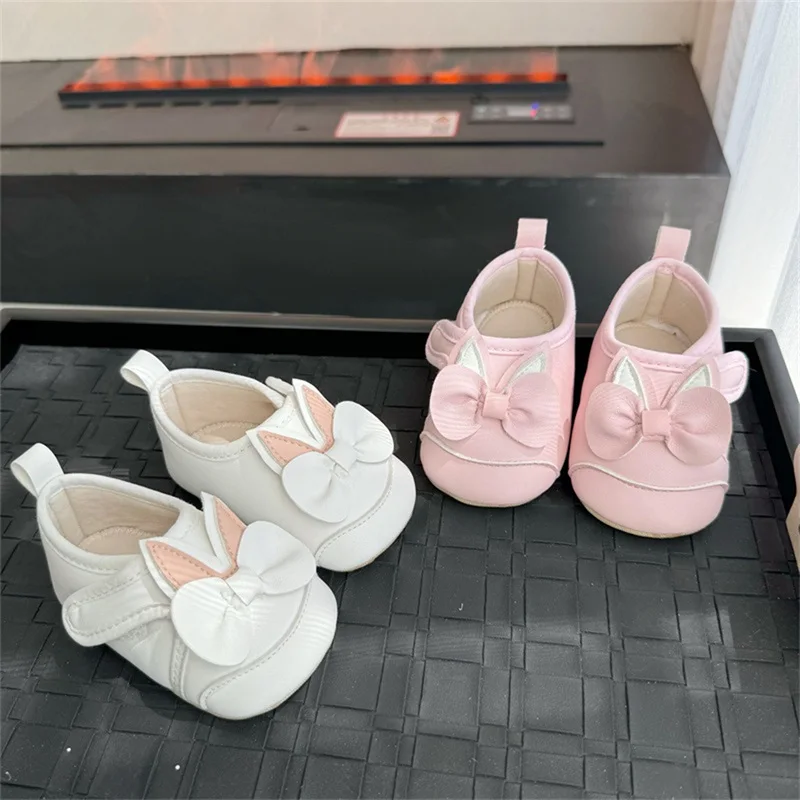 SUNSIOM Infant Baby Girls Moccasins Cute Bowknot Rabbit Ear Soft Sole Flat Shoes Prewalker Anti-Slip Shoes First Walker