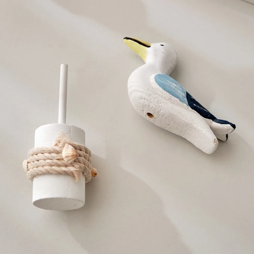 Wooden Seagull Figurine,Nautical Coastal Crafts Nordic Birds Sculptures for Home Outdoor Garden Yard Seaside Beach Beauty Decor 5