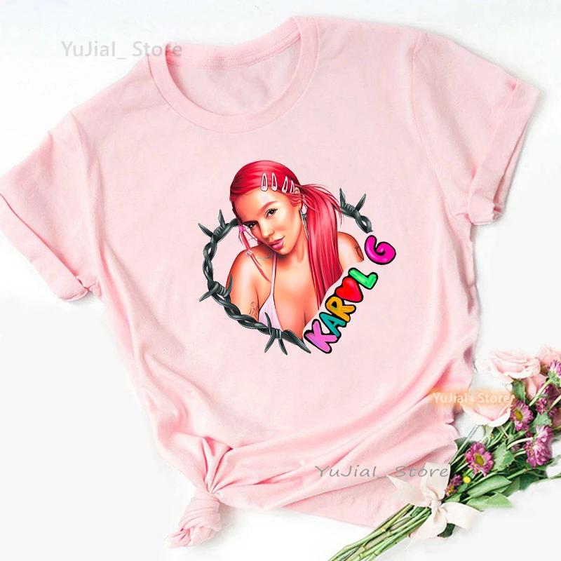 Beckyg Karol G Bichota Grafik Druck T Shirt Mädchen Schöne Rosa Casual T-shirt Frauen Harajuku Hemd Sommer Mode Tops T – Detail 29