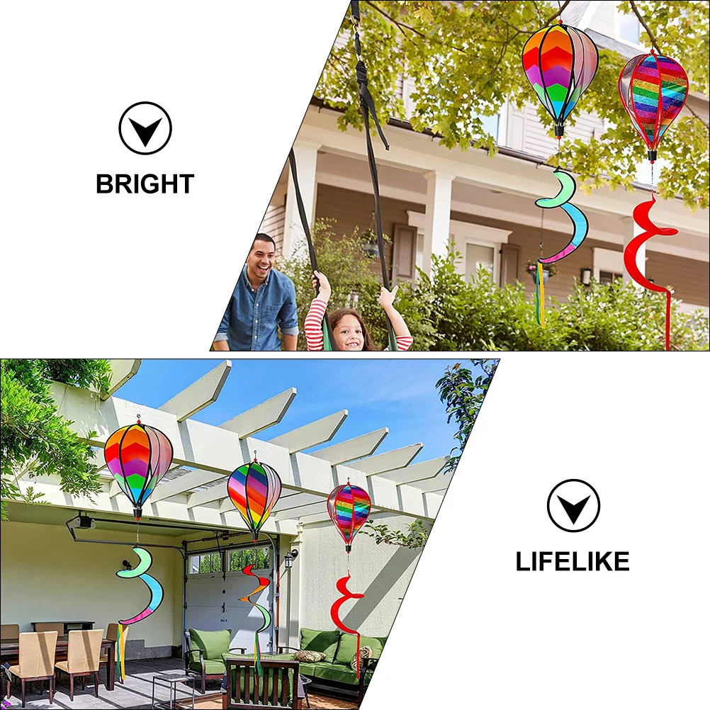 Wind Sock Wind Spinner 2pcs Hot Air Balloon Windmill Decors Garden Spinners Outdoor Layout Pendants Spiral Balloon Yard Decorations Wind Socks Spinners