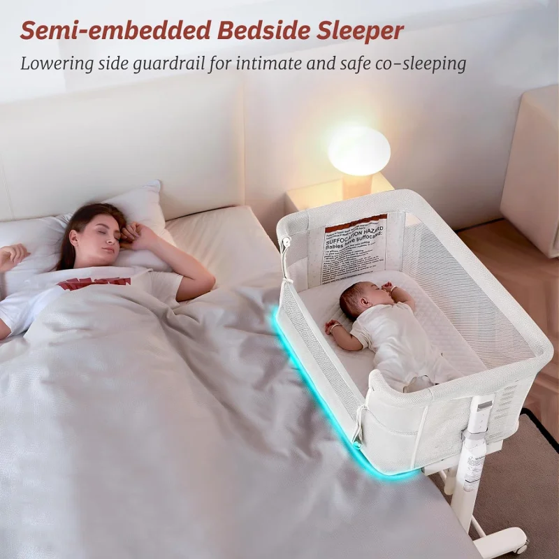 Rocking Bassinet for Baby Automatic Bedside Electric Cradle 5 Heights Adjustable Sleeper Babies Infant
