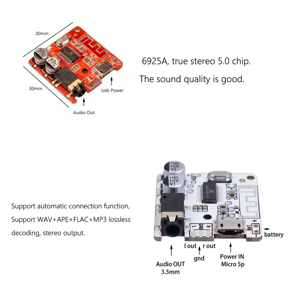 Modulo ricevitore audio 5V, con 4 modalità - Bluetooth V2.1, FT-/scheda